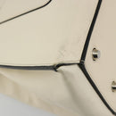 CELINE Handtasche Leder Weiß Silber Auth-16