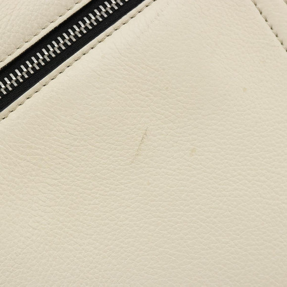 CELINE Handtasche Leder Weiß Silber Auth