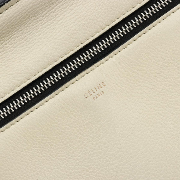 CELINE Handtasche Leder Weiß Silber Auth