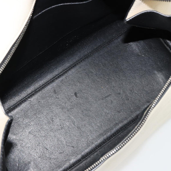 CELINE Handtasche Leder Weiß Silber Auth