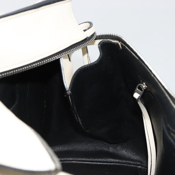 CELINE Handtasche Leder Weiß Silber Auth