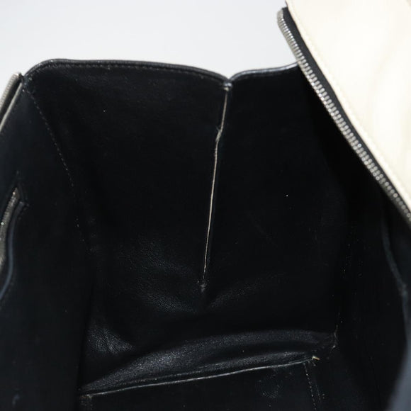 CELINE Handtasche Leder Weiß Silber Auth