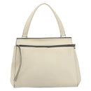 CELINE Handtasche Leder Weiß Silber Auth-13