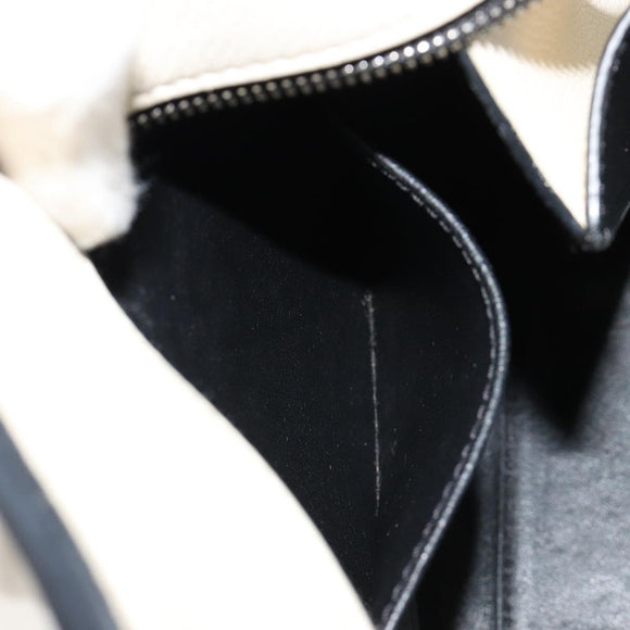 CELINE Handtasche Leder Weiß Silber Auth
