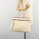 CELINE Handtasche Leder Weiß Silber Auth-22