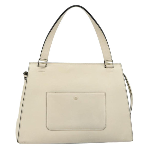 CELINE Handtasche Leder Weiß Silber Auth