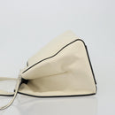 CELINE Handtasche Leder Weiß Silber Auth-4