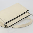CELINE Handtasche Leder Weiß Silber Auth-6
