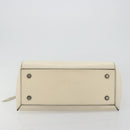 CELINE Handtasche Leder Weiß Silber Auth-5