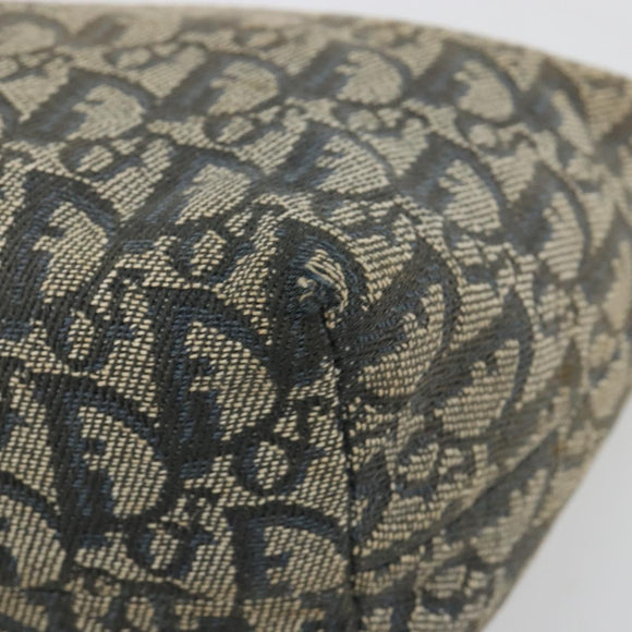 Christian Dior Trotter Canvas Hand Bag Navy Gold Auth 182127