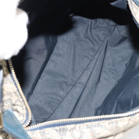 Christian Dior Trotter Canvas Hand Bag Navy Gold Auth 182127