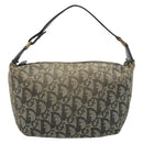 Christian Dior Trotter Canvas Hand Bag Navy Gold Auth 182127-13
