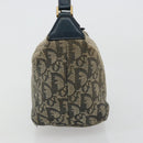 Christian Dior Trotter Canvas Hand Bag Navy Gold Auth 182127-3