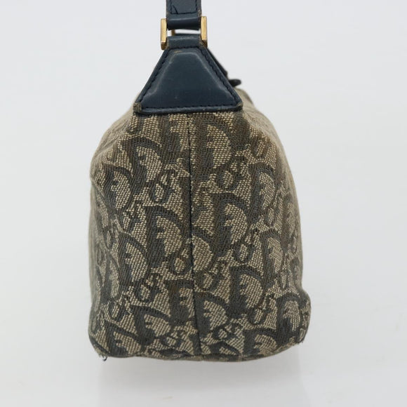 Christian Dior Trotter Canvas Hand Bag Navy Gold Auth 182127