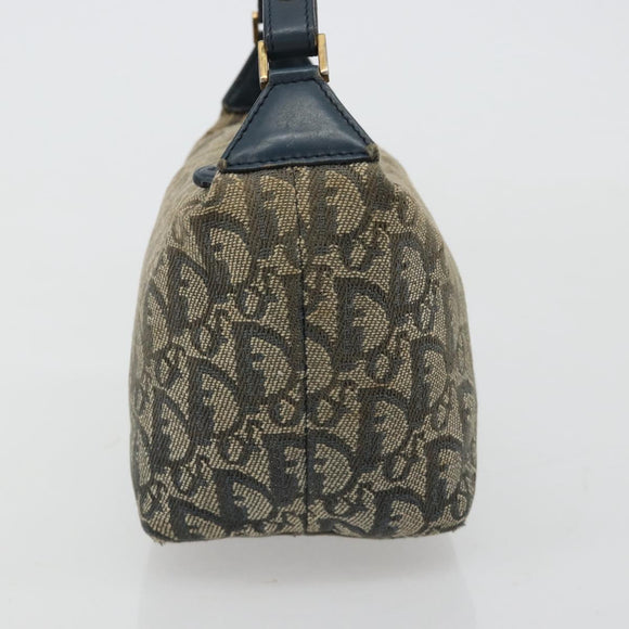 Christian Dior Trotter Canvas Hand Bag Navy Gold Auth 182127