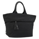 PRADA Omkeerbare Handtas Nylon Zwart Zilver Auth 182129A-1