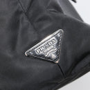 PRADA Omkeerbare Handtas Nylon Zwart Zilver Auth 182129A-16