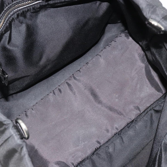 PRADA Omkeerbare Handtas Nylon Zwart Zilver Auth 182129A