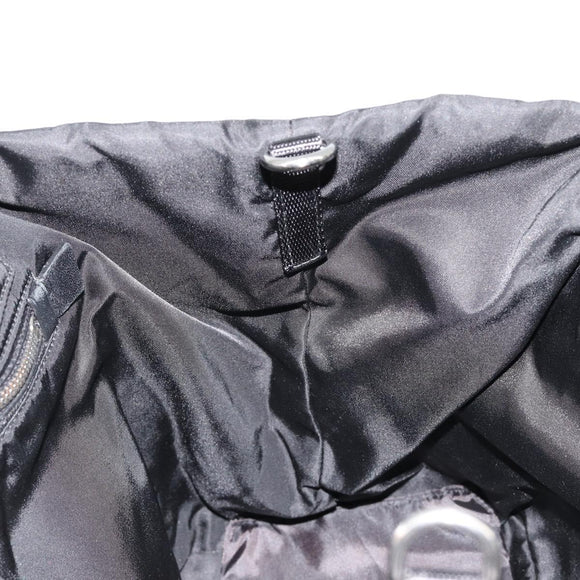 PRADA Omkeerbare Handtas Nylon Zwart Zilver Auth 182129A