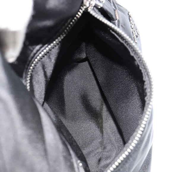 PRADA Omkeerbare Handtas Nylon Zwart Zilver Auth 182129A