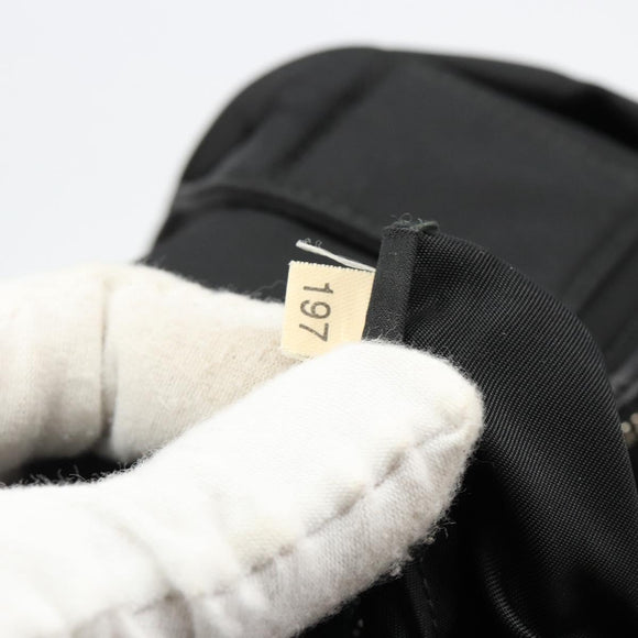 PRADA Omkeerbare Handtas Nylon Zwart Zilver Auth 182129A