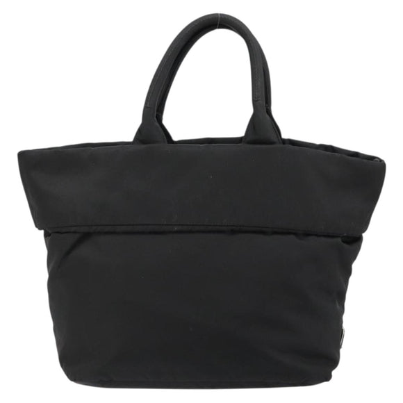 PRADA Omkeerbare Handtas Nylon Zwart Zilver Auth 182129A