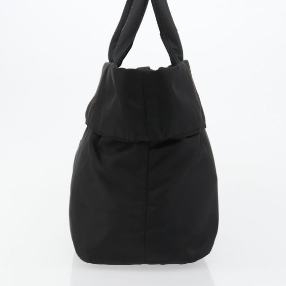 PRADA Omkeerbare Handtas Nylon Zwart Zilver Auth 182129A