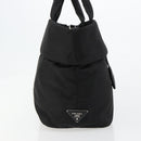 PRADA Omkeerbare Handtas Nylon Zwart Zilver Auth 182129A-5
