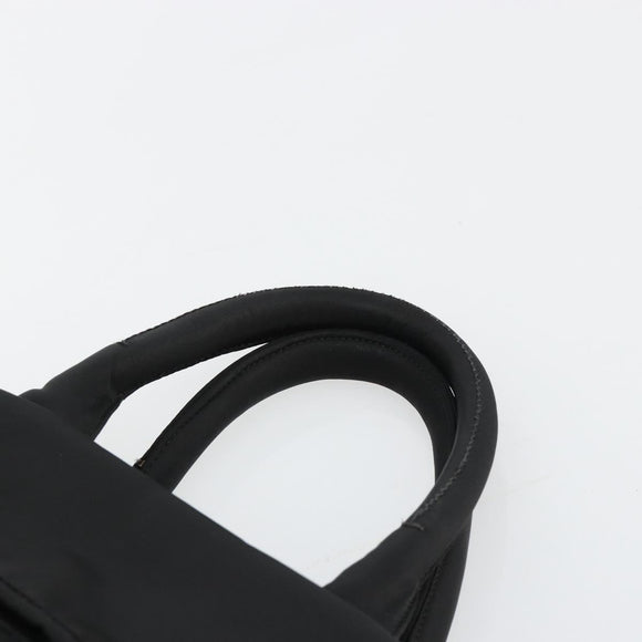 PRADA Omkeerbare Handtas Nylon Zwart Zilver Auth 182129A