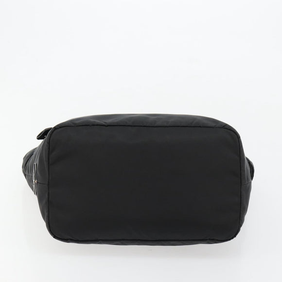 PRADA Omkeerbare Handtas Nylon Zwart Zilver Auth 182129A