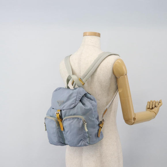 PRADA Backpack Nylon Light Blue Silver Auth 182131