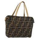 FENDI Zucca Canvas Handtasche Schwarz Braun Auth 182132-1