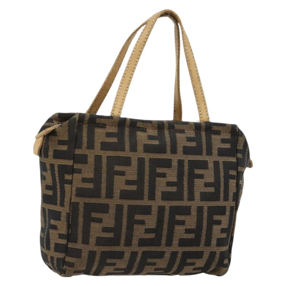 FENDI Zucca Canvas Handtasche Schwarz Braun Auth 182132