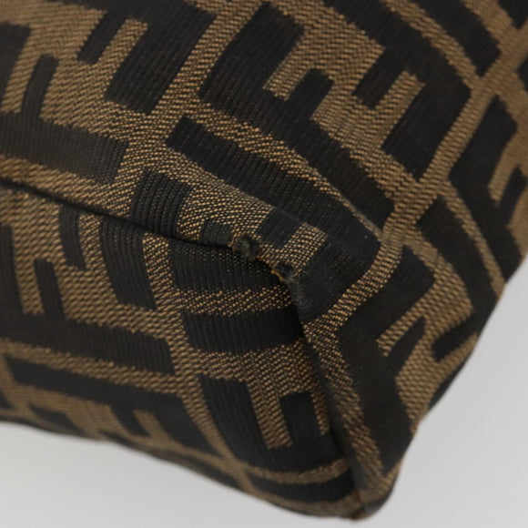 FENDI Zucca Canvas Handtasche Schwarz Braun Auth 182132