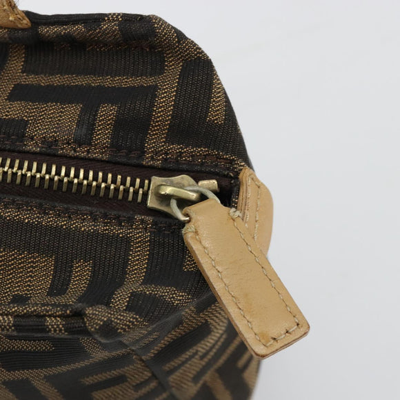FENDI Zucca Canvas Handtasche Schwarz Braun Auth 182132