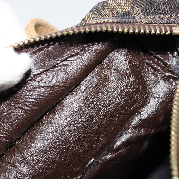 FENDI Zucca Canvas Handtasche Schwarz Braun Auth 182132
