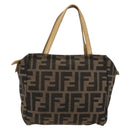 FENDI Zucca Canvas Handtasche Schwarz Braun Auth 182132-2