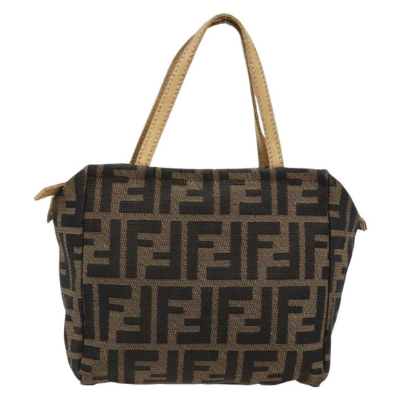 FENDI Zucca Canvas Handtasche Schwarz Braun Auth 182132