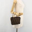FENDI Zucca Canvas Handtasche Schwarz Braun Auth 182132-20