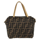 FENDI Zucca Canvas Handtasche Schwarz Braun Auth 182132-3