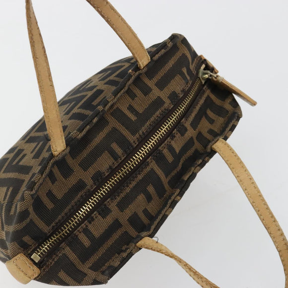 FENDI Zucca Canvas Handtasche Schwarz Braun Auth 182132