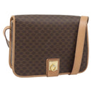 CELINE Macadam Canvas Shoulder Bag PVC Leather Brown Gold Auth 182134A-1