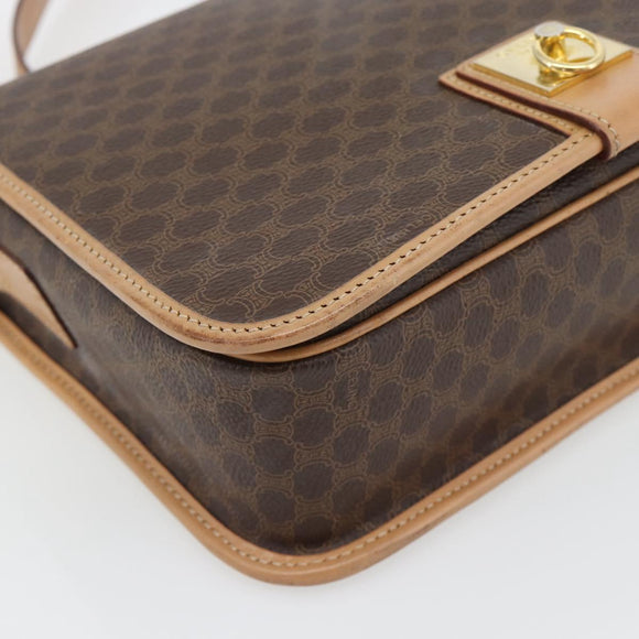 CELINE Macadam Canvas Shoulder Bag PVC Leather Brown Gold Auth 182134A