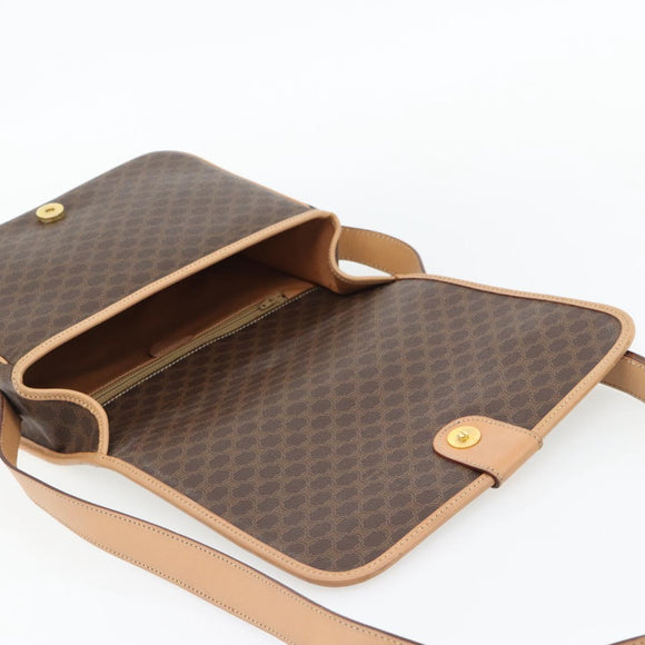 CELINE Macadam Canvas Shoulder Bag PVC Leather Brown Gold Auth 182134A