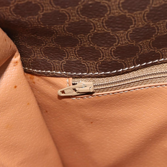 CELINE Macadam Canvas Shoulder Bag PVC Leather Brown Gold Auth 182134A