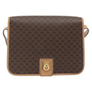 CELINE Macadam Canvas Shoulder Bag PVC Leather Brown Gold Auth 182134A-2