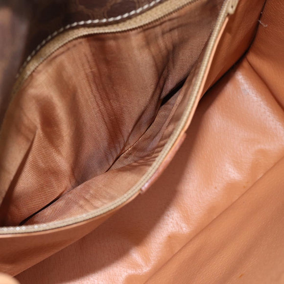CELINE Macadam Canvas Shoulder Bag PVC Leather Brown Gold Auth 182134A