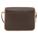 CELINE Macadam Canvas Shoulder Bag PVC Leather Brown Gold Auth 182134A-3