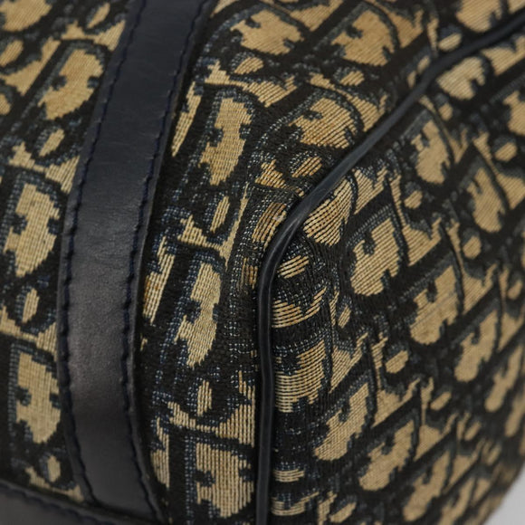 Christian Dior Trotter Canvas Boston Bag Navy Silver Auth 182138
