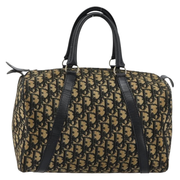 Christian Dior Trotter Canvas Boston Bag Navy Silver Auth 182138